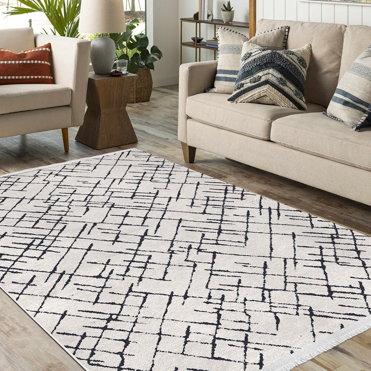 Orren Ellis Bespoky Magnolia Cream Geometric Cotton Yarn Area Rug Wayfair